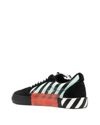 schwarze horizontal gestreifte Wildleder niedrige Sneakers von Off-White