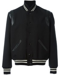 schwarze horizontal gestreifte Wolljacke