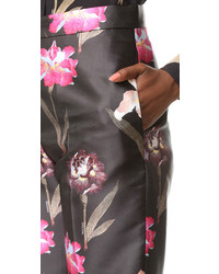 schwarze Hose mit Blumenmuster von Rochas