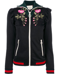 schwarze Jacke mit Blumenmuster von Gucci