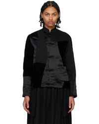 schwarze Jacke mit einer Kentkragen und Knöpfen von Black Comme Des Garçons