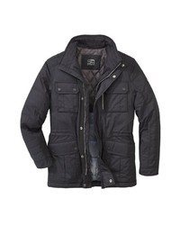 schwarze Jacke mit einer Kentkragen und Knöpfen von S4 JACKETS