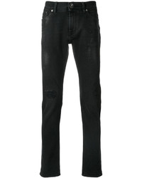 schwarze Jeans mit Destroyed-Effekten von 7 For All Mankind