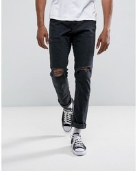 schwarze Jeans mit Destroyed-Effekten von Abercrombie & Fitch