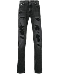 schwarze Jeans mit Destroyed-Effekten von Alexander McQueen