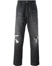schwarze Jeans mit Destroyed-Effekten von AMI Alexandre Mattiussi