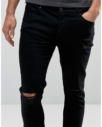 schwarze Jeans mit Destroyed-Effekten von Antioch