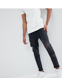 schwarze Jeans mit Destroyed-Effekten von ASOS DESIGN