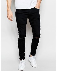 schwarze Jeans mit Destroyed-Effekten von Asos