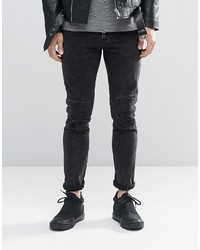 schwarze Jeans mit Destroyed-Effekten von Asos