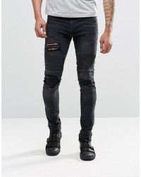 schwarze Jeans mit Destroyed-Effekten von Asos