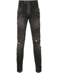 schwarze Jeans mit Destroyed-Effekten von Balmain