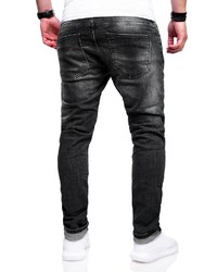 schwarze Jeans mit Destroyed-Effekten von behype