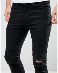 schwarze Jeans mit Destroyed-Effekten von Religion