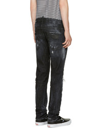 schwarze Jeans mit Destroyed-Effekten von DSQUARED2