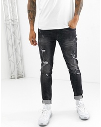 schwarze Jeans mit Destroyed-Effekten von BLEND