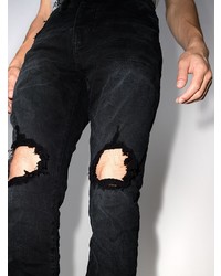 schwarze Jeans mit Destroyed-Effekten von purple brand