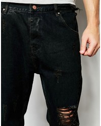 schwarze Jeans mit Destroyed-Effekten von Asos