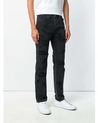 schwarze Jeans mit Destroyed-Effekten von Diesel