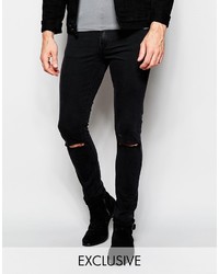 schwarze Jeans mit Destroyed-Effekten von Cheap Monday