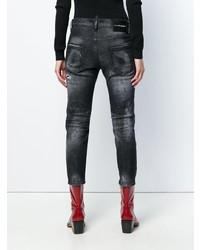 schwarze Jeans mit Destroyed-Effekten von Dsquared2