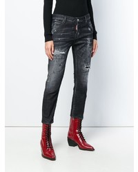 schwarze Jeans mit Destroyed-Effekten von Dsquared2