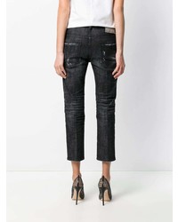 schwarze Jeans mit Destroyed-Effekten von Dsquared2