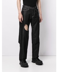 schwarze Jeans mit Destroyed-Effekten von Off-White