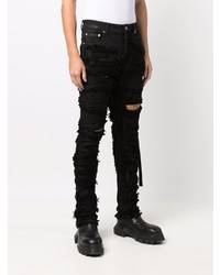schwarze Jeans mit Destroyed-Effekten von Rick Owens