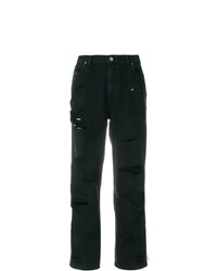 schwarze Jeans mit Destroyed-Effekten von Diesel