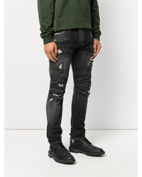 schwarze Jeans mit Destroyed-Effekten von Balmain