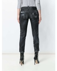 schwarze Jeans mit Destroyed-Effekten von Dsquared2