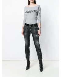 schwarze Jeans mit Destroyed-Effekten von Dsquared2