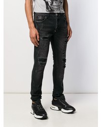 schwarze Jeans mit Destroyed-Effekten von Philipp Plein