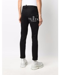 schwarze Jeans mit Destroyed-Effekten von Philipp Plein