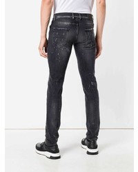 schwarze Jeans mit Destroyed-Effekten von Les Hommes
