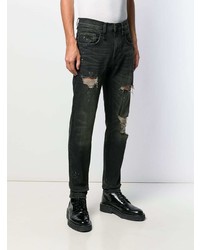 schwarze Jeans mit Destroyed-Effekten von R13