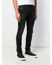 schwarze Jeans mit Destroyed-Effekten von Dondup