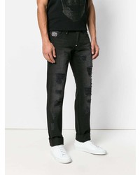 schwarze Jeans mit Destroyed-Effekten von Philipp Plein