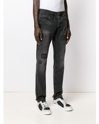 schwarze Jeans mit Destroyed-Effekten von Philipp Plein