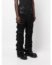 schwarze Jeans mit Destroyed-Effekten von Rick Owens DRKSHDW