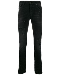 schwarze Jeans mit Destroyed-Effekten von Dondup