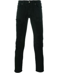 schwarze Jeans mit Destroyed-Effekten von Dondup