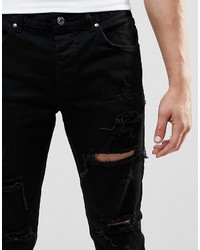 schwarze Jeans mit Destroyed-Effekten von Dr. Denim