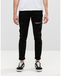 schwarze Jeans mit Destroyed-Effekten von Dr. Denim