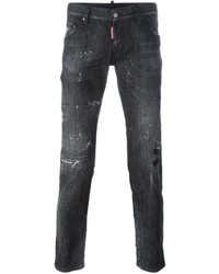 schwarze Jeans mit Destroyed-Effekten von DSQUARED2
