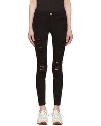 schwarze Jeans mit Destroyed-Effekten von Frame