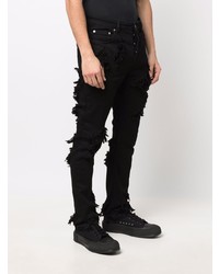 schwarze Jeans mit Destroyed-Effekten von Rick Owens DRKSHDW