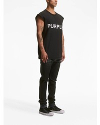 schwarze Jeans mit Destroyed-Effekten von purple brand