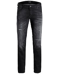 schwarze Jeans mit Destroyed-Effekten von Jack & Jones